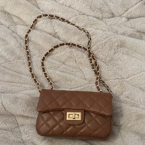 Quilted Brown Chain Shoulder Bag